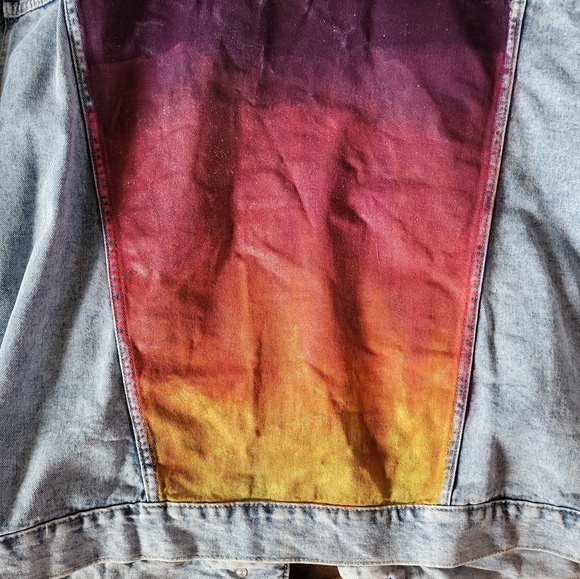 A coat jeans handmade painting sunset large refuge denim - Picture 2 of 7